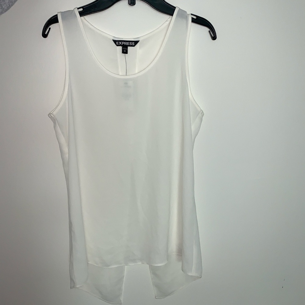 White Flowy Tank With Back Slit